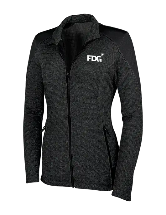 Womens Black Grid Fleece Jacket w/FDG Logo