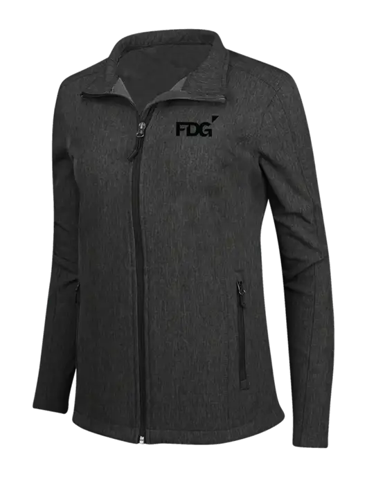 Black Charcoal Heather Womens Core Soft Shell Jacket w/FDG Logo