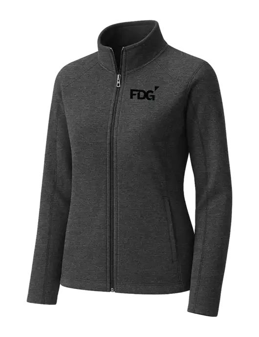 Charcoal Womens Heather Microfleece Full-Zip Jacket w/FDG Logo