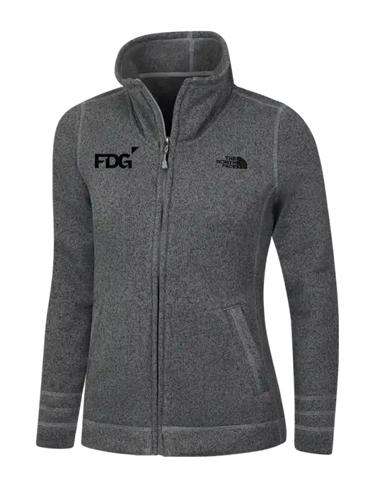 North Face Womens Medium Grey Heather Sweater Fleece Jacket w/FDG Logo