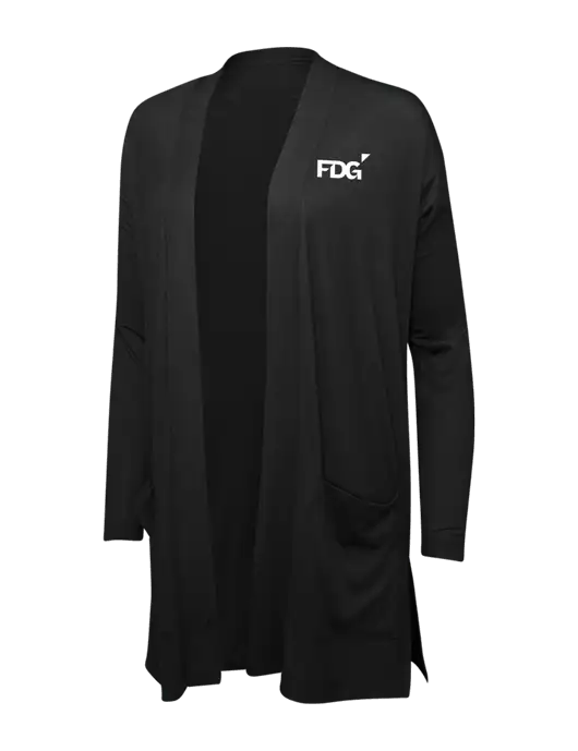 Black Womens Concept Long Pocket Cardigan w/FDG Logo