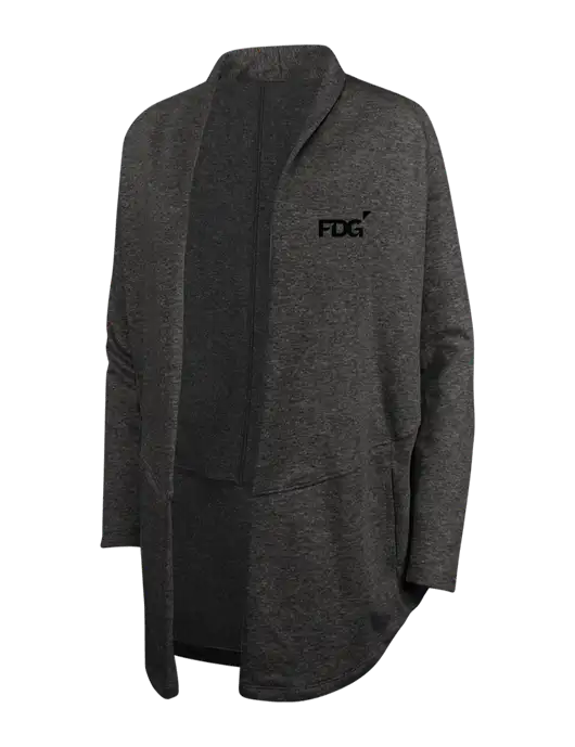 Charcoal Heather/ Medium Heather Grey Womens Interlock Cardigan w/FDG Logo