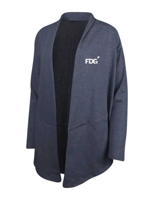 Estate Blue Heather/Charcoal Heather Womens Interlock Cardigan w/FDG Logo