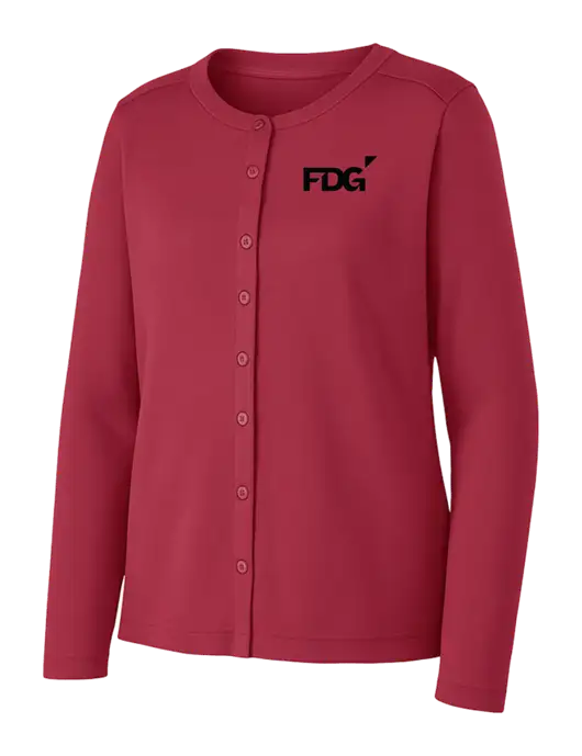 Rich Red Womens Concept Stretch Button-Front Cardigan Sweater w/FDG Logo