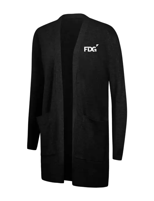 Mercer+Mettle Womens Black Open Front Cardigan Sweater w/FDG Logo