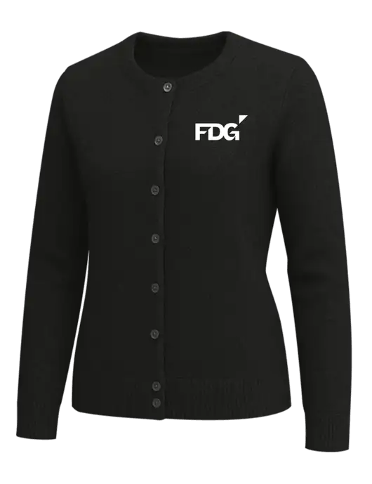 Brooks Brothers Womens Black Washable Merino Cardigan Sweater w/FDG Logo