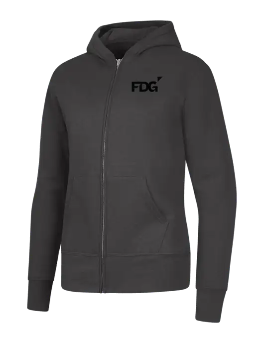 Charcoal Womens Core Fleece Full-Zip Hooded Sweatshirt w/FDG Logo