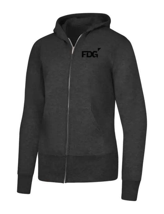 Dark Heather Grey Womens Core Fleece Full-Zip Hooded Sweatshirt w/FDG Logo