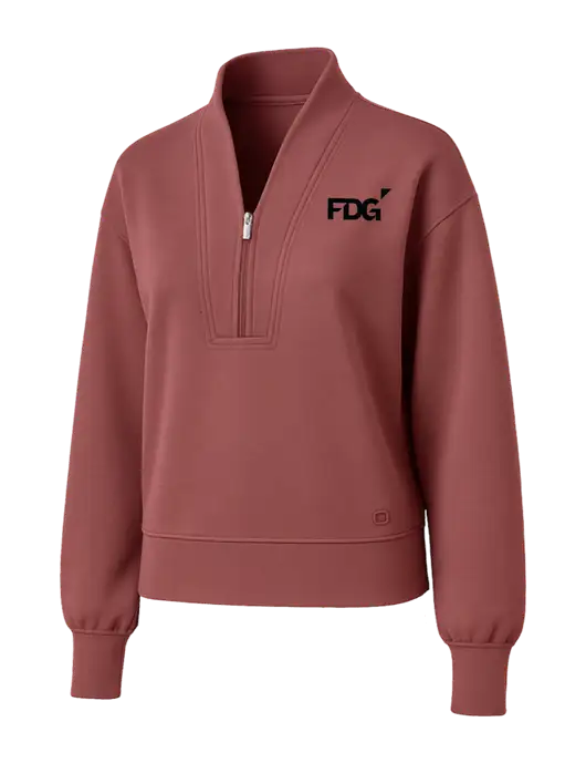OGIO Womens Soft Maroon Transcend 1/4-Zip w/FDG Logo