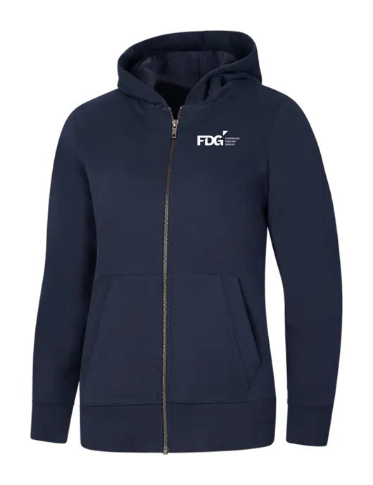 Womens Navy Re-Fleece Full-Zip Hoodie w/FDG Logo