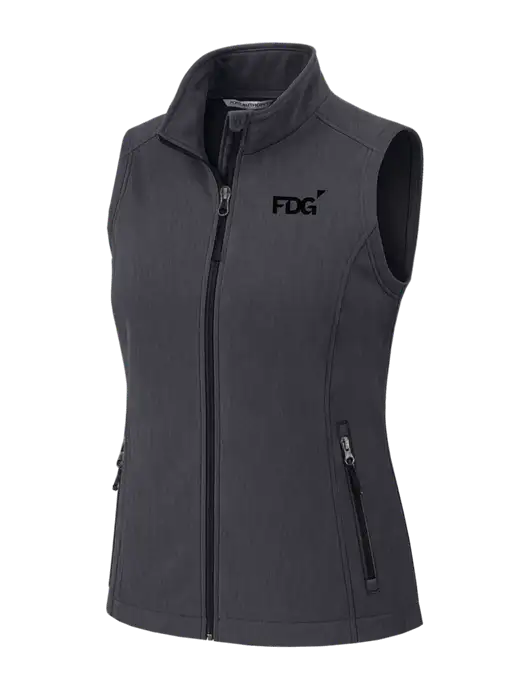 Charcoal Heather Womens Core Soft Shell Vest w/FDG Logo
