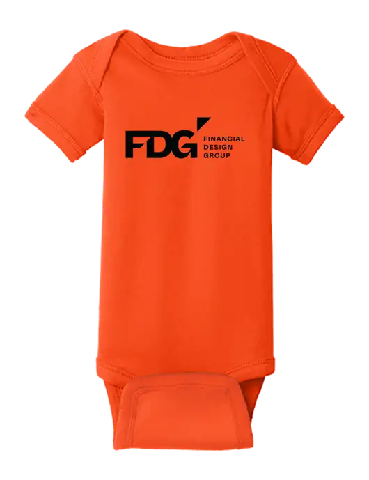 Rabbit Skins Orange Infant Short Sleeve Baby Rib Bodysuit w/FDG Logo